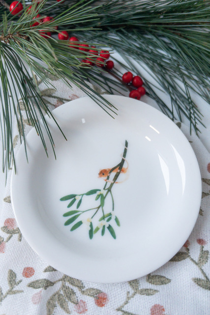 Kerst mini schaaltje veldmuisje in maretak Papertalesdesign